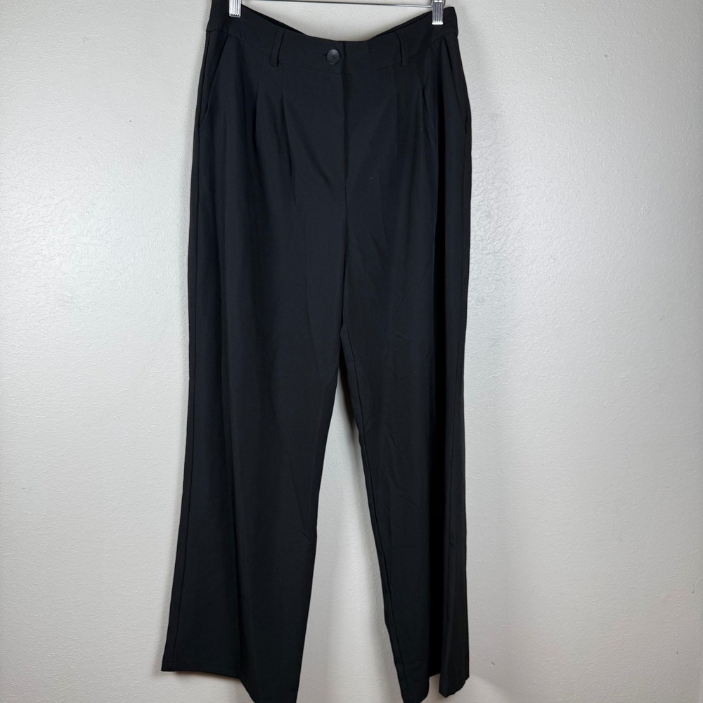 Princess Polly Archer Pants Black Eco Wide‎ Leg High Waisted Trousers Womens 12